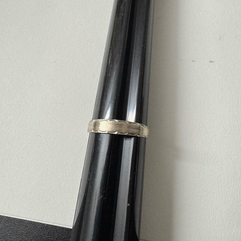 14K White Gold Textured Band Ring